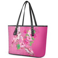 Hawaii Aloha Turtle Hibiscus and Leaves Leather Tote Bag with Polynesian and Kakau Tattoos Rose Color - Polynesian Pride