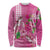 Hawaii Aloha Turtle Hibiscus and Leaves Long Sleeve Shirt with Polynesian and Kakau Tattoos Rose Color - Polynesian Pride