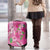Hawaii Aloha Turtle Hibiscus and Leaves Luggage Cover with Polynesian and Kakau Tattoos Rose Color - Polynesian Pride