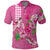 Hawaii Aloha Turtle Hibiscus and Leaves Polo Shirt with Polynesian and Kakau Tattoos Rose Color - Polynesian Pride