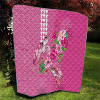 Hawaii Aloha Turtle Hibiscus and Leaves Quilt with Polynesian and Kakau Tattoos Rose Color - Polynesian Pride