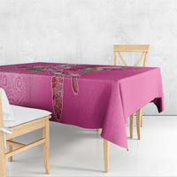 Hawaii Aloha Turtle Hibiscus and Leaves Tablecloth with Polynesian and Kakau Tattoos Rose Color - Polynesian Pride