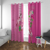 Hawaii Aloha Turtle Hibiscus and Leaves Window Curtain with Polynesian and Kakau Tattoos Rose Color - Polynesian Pride