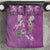 Hawaii Aloha Turtle Hibiscus and Leaves Bedding Set with Polynesian and Kakau Tattoos Lilac Color - Polynesian Pride
