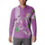 Hawaii Aloha Turtle Hibiscus and Leaves Button Sweatshirt with Polynesian and Kakau Tattoos Lilac Color - Polynesian Pride