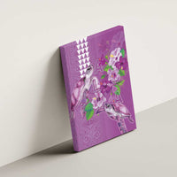 Hawaii Aloha Turtle Hibiscus and Leaves Canvas Wall Art with Polynesian and Kakau Tattoos Lilac Color - Polynesian Pride