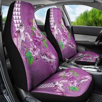 Hawaii Aloha Turtle Hibiscus and Leaves Car Seat Cover with Polynesian and Kakau Tattoos Lilac Color - Polynesian Pride