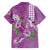 Hawaii Aloha Turtle Hibiscus and Leaves Family Matching Off The Shoulder Long Sleeve Dress and Hawaiian Shirt with Polynesian and Kakau Tattoos Lilac Color - Polynesian Pride