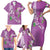 Hawaii Aloha Turtle Hibiscus and Leaves Family Matching Short Sleeve Bodycon Dress and Hawaiian Shirt with Polynesian and Kakau Tattoos Lilac Color - Polynesian Pride