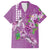 Hawaii Aloha Turtle Hibiscus and Leaves Family Matching Summer Maxi Dress and Hawaiian Shirt with Polynesian and Kakau Tattoos Lilac Color - Polynesian Pride