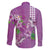 Hawaii Aloha Turtle Hibiscus and Leaves Family Matching Summer Maxi Dress and Hawaiian Shirt with Polynesian and Kakau Tattoos Lilac Color - Polynesian Pride