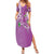 Hawaii Aloha Turtle Hibiscus and Leaves Family Matching Summer Maxi Dress and Hawaiian Shirt with Polynesian and Kakau Tattoos Lilac Color - Polynesian Pride