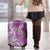 Hawaii Aloha Turtle Hibiscus and Leaves Luggage Cover with Polynesian and Kakau Tattoos Lilac Color - Polynesian Pride