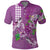 Hawaii Aloha Turtle Hibiscus and Leaves Polo Shirt with Polynesian and Kakau Tattoos Lilac Color - Polynesian Pride