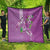 Hawaii Aloha Turtle Hibiscus and Leaves Quilt with Polynesian and Kakau Tattoos Lilac Color - Polynesian Pride