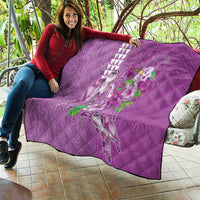 Hawaii Aloha Turtle Hibiscus and Leaves Quilt with Polynesian and Kakau Tattoos Lilac Color - Polynesian Pride