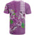 Hawaii Aloha Turtle Hibiscus and Leaves T Shirt with Polynesian and Kakau Tattoos Lilac Color - Polynesian Pride