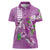 Hawaii Aloha Turtle Hibiscus and Leaves Women Polo Shirt with Polynesian and Kakau Tattoos Lilac Color - Polynesian Pride