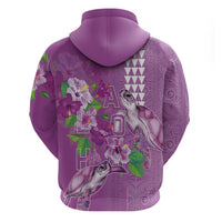 Hawaii Aloha Turtle Hibiscus and Leaves Zip Hoodie with Polynesian and Kakau Tattoos Lilac Color - Polynesian Pride