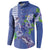 Hawaii Aloha Turtle Hibiscus and Leaves Button Sweatshirt with Polynesian and Kakau Tattoos Denim Color - Polynesian Pride