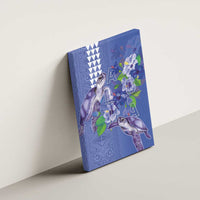 Hawaii Aloha Turtle Hibiscus and Leaves Canvas Wall Art with Polynesian and Kakau Tattoos Denim Color - Polynesian Pride