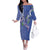 Hawaii Aloha Turtle Hibiscus and Leaves Family Matching Off The Shoulder Long Sleeve Dress and Hawaiian Shirt with Polynesian and Kakau Tattoos Denim Color - Polynesian Pride