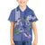 Hawaii Aloha Turtle Hibiscus and Leaves Family Matching Off The Shoulder Long Sleeve Dress and Hawaiian Shirt with Polynesian and Kakau Tattoos Denim Color - Polynesian Pride
