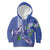 Hawaii Aloha Turtle Hibiscus and Leaves Kid Hoodie with Polynesian and Kakau Tattoos Denim Color - Polynesian Pride