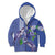 Hawaii Aloha Turtle Hibiscus and Leaves Kid Hoodie with Polynesian and Kakau Tattoos Denim Color - Polynesian Pride