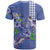 Hawaii Aloha Turtle Hibiscus and Leaves T Shirt with Polynesian and Kakau Tattoos Denim Color - Polynesian Pride