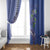 Hawaii Aloha Turtle Hibiscus and Leaves Window Curtain with Polynesian and Kakau Tattoos Denim Color - Polynesian Pride