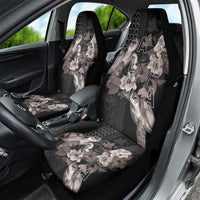 Hawaii Aloha Turtle Hibiscus and Leaves Car Seat Cover with Polynesian and Kakau Tattoos Black Color - Polynesian Pride