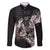 Hawaii Aloha Turtle Hibiscus and Leaves Family Matching Off The Shoulder Long Sleeve Dress and Hawaiian Shirt with Polynesian and Kakau Tattoos Black Color - Polynesian Pride
