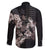 Hawaii Aloha Turtle Hibiscus and Leaves Family Matching Off The Shoulder Long Sleeve Dress and Hawaiian Shirt with Polynesian and Kakau Tattoos Black Color - Polynesian Pride