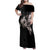 Hawaii Aloha Turtle Hibiscus and Leaves Family Matching Off Shoulder Maxi Dress and Hawaiian Shirt with Polynesian and Kakau Tattoos Black Color - Polynesian Pride