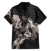Hawaii Aloha Turtle Hibiscus and Leaves Family Matching Puletasi and Hawaiian Shirt with Polynesian and Kakau Tattoos Black Color LT03 - Polynesian Pride