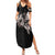 Hawaii Aloha Turtle Hibiscus and Leaves Family Matching Summer Maxi Dress and Hawaiian Shirt with Polynesian and Kakau Tattoos Black Color - Polynesian Pride