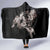Hawaii Aloha Turtle Hibiscus and Leaves Hooded Blanket with Polynesian and Kakau Tattoos Black Color - Polynesian Pride