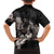 Hawaii Aloha Turtle Hibiscus and Leaves Kid Hawaiian Shirt with Polynesian and Kakau Tattoos Black Color - Polynesian Pride