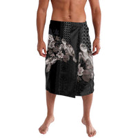 Hawaii Aloha Turtle Hibiscus and Leaves Lavalava with Polynesian and Kakau Tattoos Black Color - Polynesian Pride