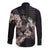Hawaii Aloha Turtle Hibiscus and Leaves Long Sleeve Button Shirt with Polynesian and Kakau Tattoos Black Color - Polynesian Pride