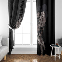 Hawaii Aloha Turtle Hibiscus and Leaves Window Curtain with Polynesian and Kakau Tattoos Black Color - Polynesian Pride