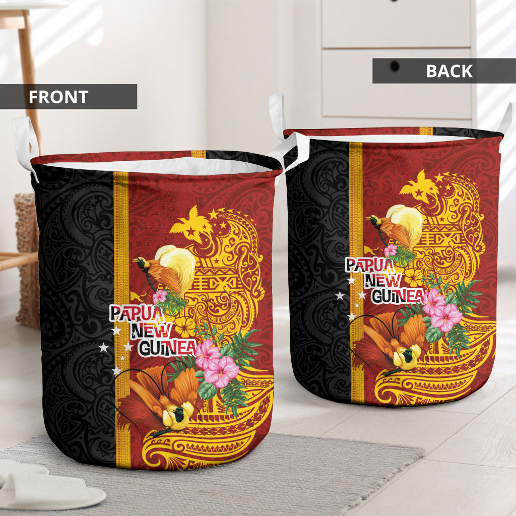 Papua New Guinea Independence Day Laundry Basket Birds-of-Paradise Melanesian Tattoos Tropical Plants