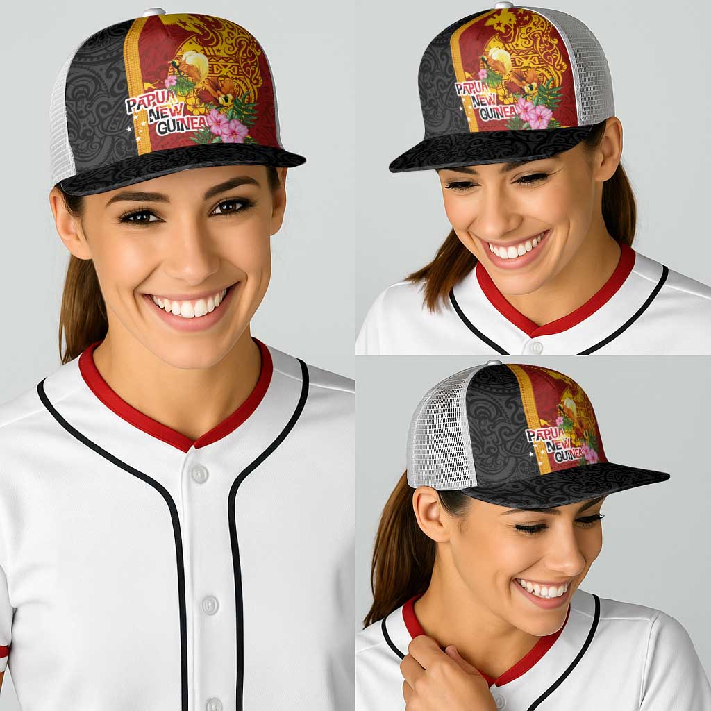 Papua New Guinea Independence Day Baseball Net Cap Birds-of-Paradise Melanesian Tattoos Tropical Plants