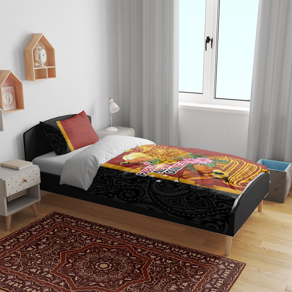 Papua New Guinea Independence Day Bedding Set Birds-of-Paradise Melanesian Tattoos Tropical Plants