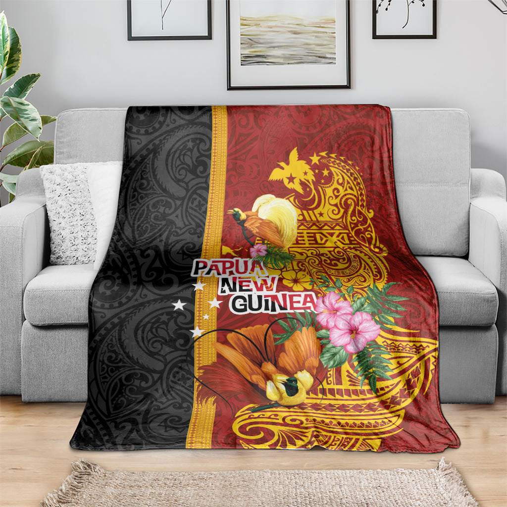 Papua New Guinea Independence Day Blanket Birds-of-Paradise Melanesian Tattoos Tropical Plants