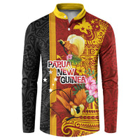 Papua New Guinea Independence Day Button Sweatshirt Birds-of-Paradise Melanesian Tattoos Tropical Plants
