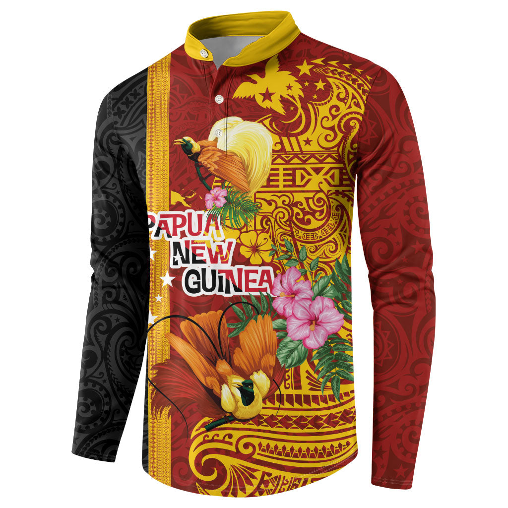 Papua New Guinea Independence Day Button Sweatshirt Birds-of-Paradise Melanesian Tattoos Tropical Plants