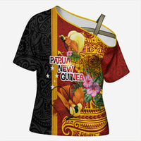 Papua New Guinea Independence Day Cross Shoulder Shirt Birds-of-Paradise Melanesian Tattoos Tropical Plants