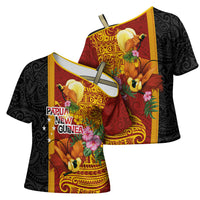 Papua New Guinea Independence Day Cross Shoulder Shirt Birds-of-Paradise Melanesian Tattoos Tropical Plants